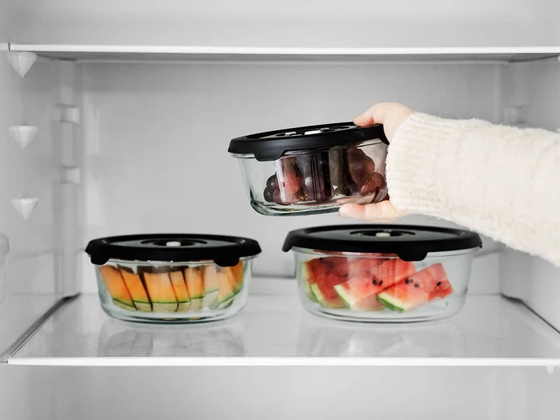 Rund vakuum glasbeholder – 1400ML sæt - 4 stk
